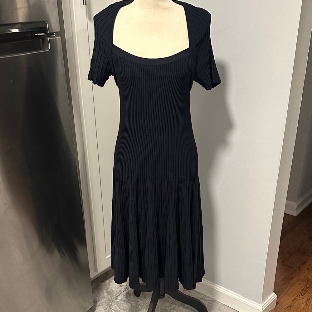 Escada Black Ribbed Midi Dress